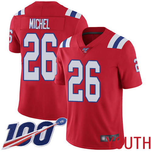 New England Patriots Football #26 Vapor Untouchable 100th Season Limited Red Youth Sony Michel Alternate NFL Jersey->women nfl jersey->Women Jersey